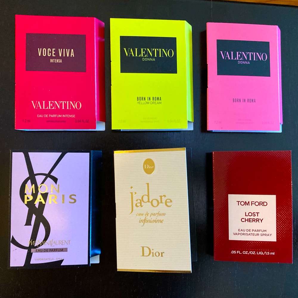 Bundle of six designer perfume samples